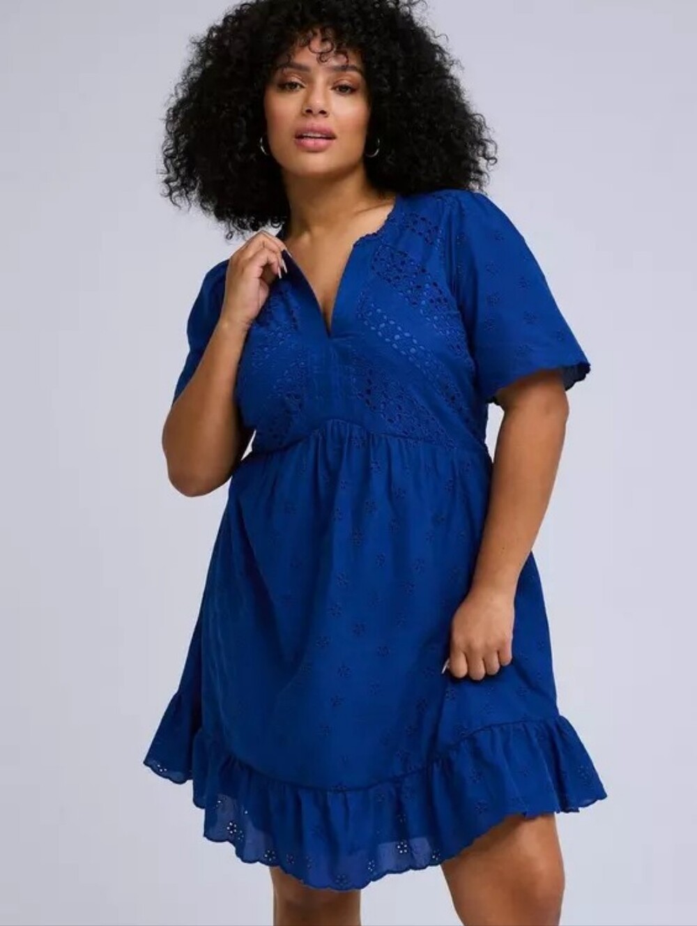Torrid Belle Isle Blue Eyelet Ruffle Dress Women's Plus Size 3X Nwt